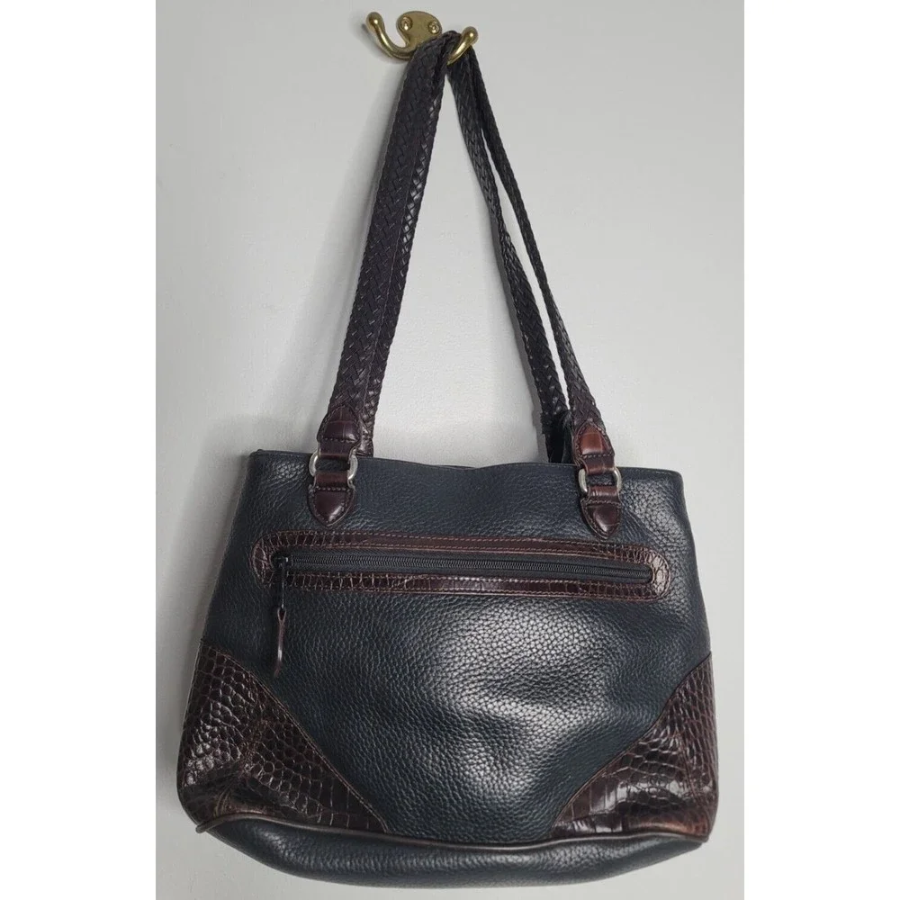 Brighton Black Pebbled Leather Purse Handbag Hobo 2 Compartments Heart w/Case